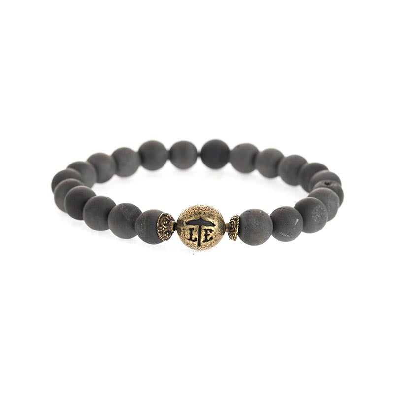 Beaded Bracelet Matte Druzy Black